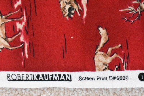 18" Long, Brown & Tan Animal Families on Red Flannel, Kaufman/Barn Dandys,P4174 - Picture 6 of 6