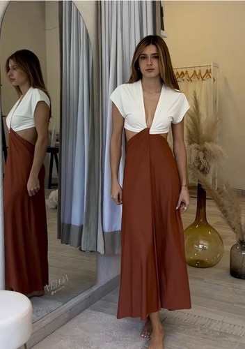 ViX Paula Hermanny Loop Midi Cover Up Maxikleid in Camel Neu mit Etikett