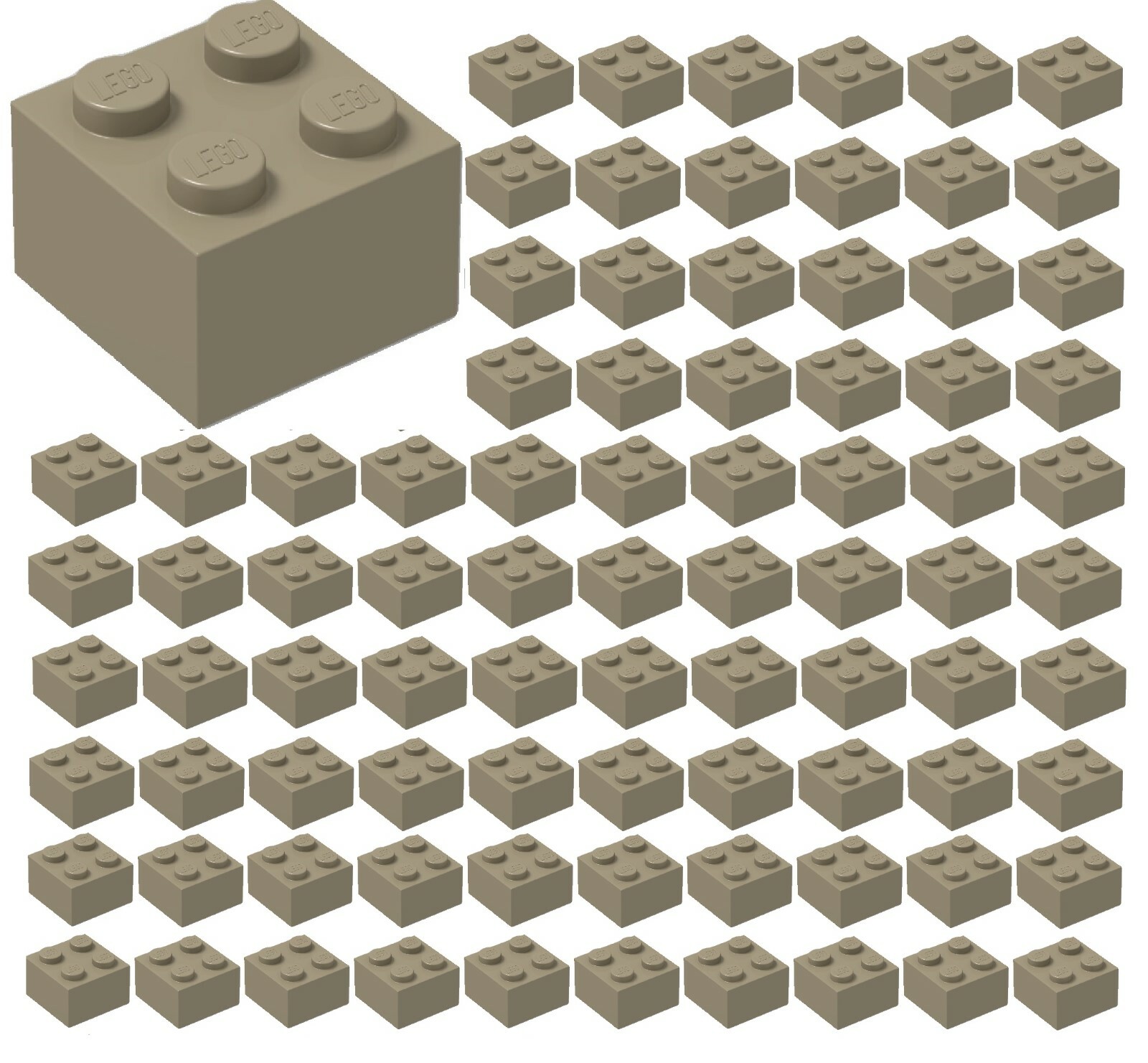 ☀️100x NEW LEGO 2x2 Dark Tan Bricks (ID 3003) BULK Parts City Building