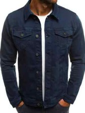 giacca uomo giubbetto slim fit moda denim jeans blu casual aderente 1045