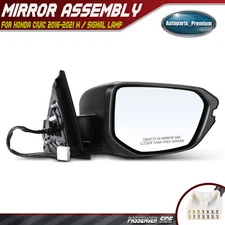 Passenger Power Mirror w/ Manual Folding Signal Heated for Honda Civic 2016-2021
