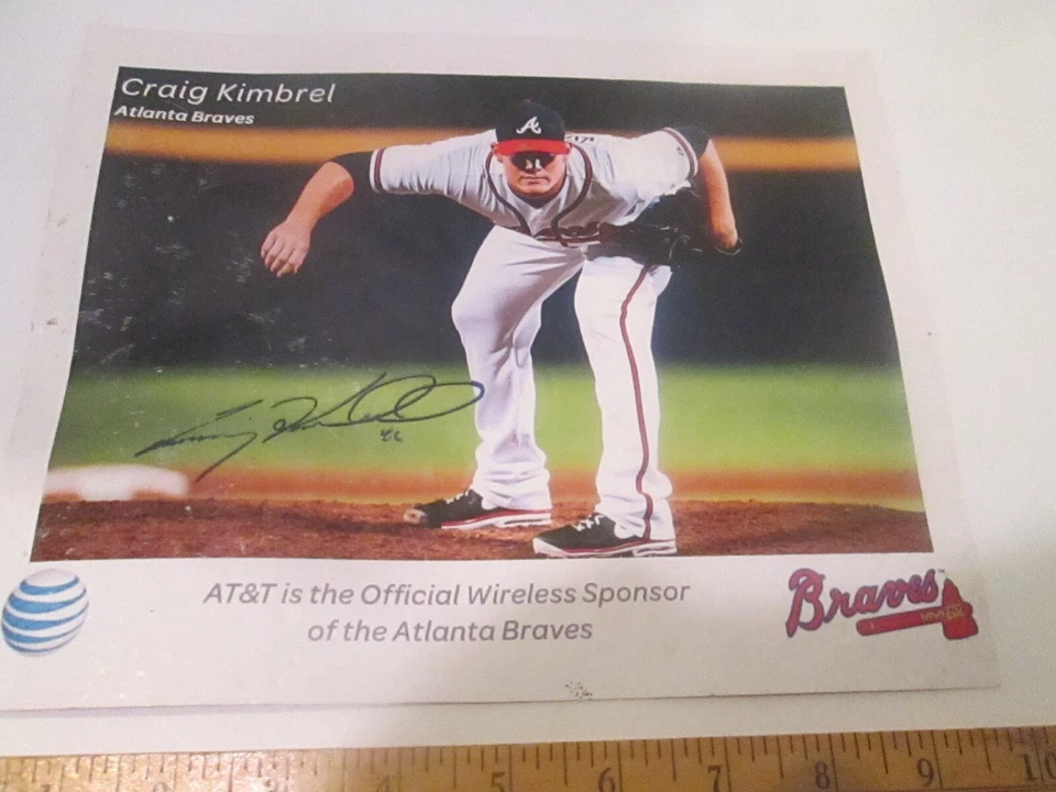 MLB Craig Kimbrel Atlanta Braves Pitcher Autographed 8"x10" Card Dotted Cond. - Image 2 of 4