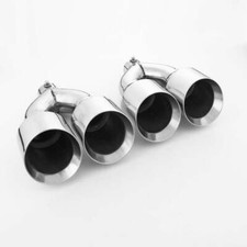 Pair Quad Dual Wall 4.5 Out Exhaust Tips 2.25 In 304 Stainless Steel Bolt-on
