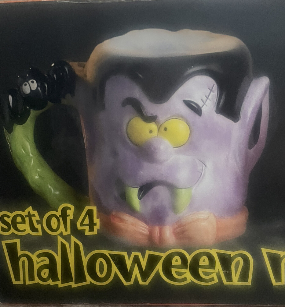 JC Penney Home Halloween Dracula Witch Frankenstein Figural 4PC