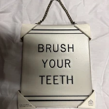 Hearth & Hand Magnolia Brush Your Teeth Stoneware Wall Sign