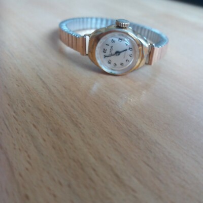 Montre Clyda Vintage Pour Femme, Verre Taillé, Mécanique à Remontage Manuel, Boîtier Or - Occasion En Très Bon état