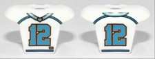 LEGO Hockey Uniform #12 Shoulder Pads White Team Colors Blue Azure Xtreme Sports