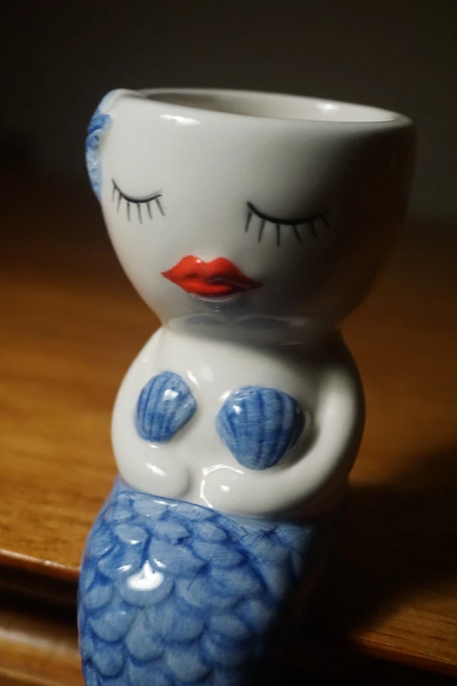 Shelf Sitter Plant Pot Mermaid Girl Statue Figurine Nautical Beach Home Decor - Image 3 of 4