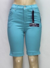 Gloria Vanderbilt Amanda Bermuda Shorts Classic Fit Stretch Aqua Petite Size 4P