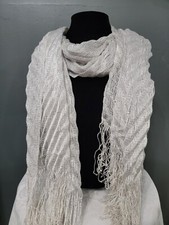 Lightweight Silver Scarf With Fringe