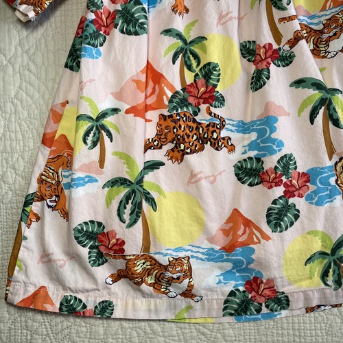 KENZO Girl’s Pink Hawaii Tigers and Palm Trees Printed Short Sleeve Dress Sz 6 - Picture 11 of 15