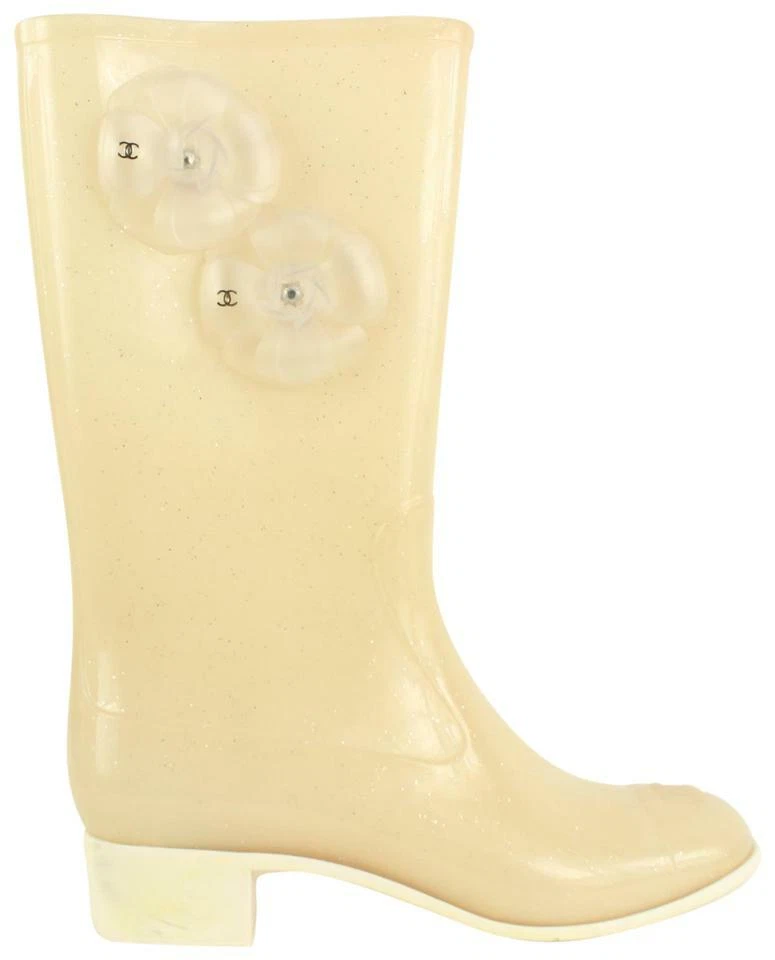 Chanel Size 41 Ivory Camellia Jelly Rain Boot 1216c14 – Bagriculture