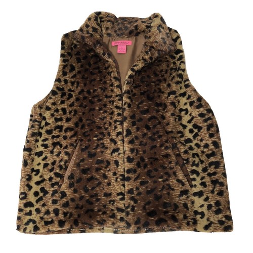 BETSEY JOHNSON Super Soft Faux Fur Leopard Vest NWT Wms MED DISC