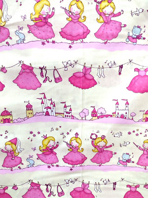 1,5 mx140 cm Patchworkstoff ''Princess Melody'', 100 % Baumwolle,  Pink/Creme Neu