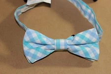 NEW J.CREW Crewcuts Boy's BOW Tie Cotton White Blue Gingham Check Adjustable