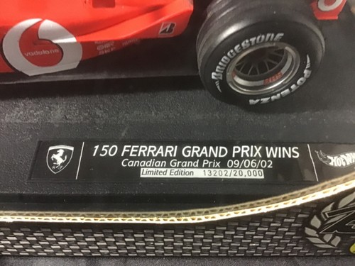 1/18 Scale 150 GP Wins Canadian GP Schumacher Ferrari Limited Edition Hot Wheels - Picture 3 of 8
