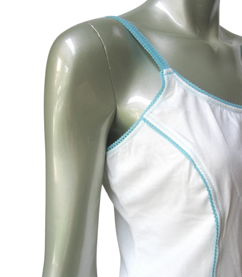 IN17 JLO Jennifer Lopez NUEVO Mujeres Azul Picot Blanco Tejido Algodón Camisola para Dormir L Foto 4 de 4