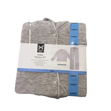 Members Mark Womens Size 12 14 Large Pajamas Notch Collar Button Shirt Pants Set