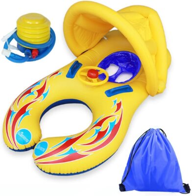 Baby Pool Schwimmer Aufblasbar Mutter Baby Schwimmring Eltern Kind Sound Rad Spielzeug