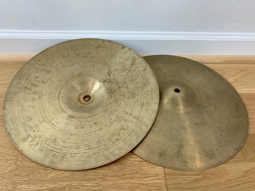 A. AVEDIS ZILDJIAN 14" HI-HATS Becken Paar dünn leicht 1960er Vintage 798 780 Gramm