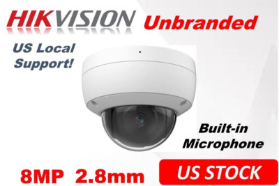 Hikvision Unbranded Onvif 4K 8MP Indoor/Outdoor POE IP Dome Camera 2.8mm w/Mic