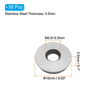 50Pcs 5.5x16mm 304 Stainless Steel EPDM Bonded Sealing Neoprene Rubber Washers