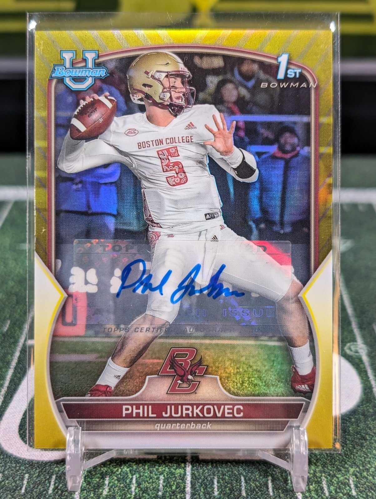 2022 Bowman University Chrome Prospect Yellow Refractor /75 Phil Jurkovec Auto