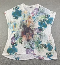 Inoah Tunic Top Abstract Coastal Pictorial Art-to-Wear Graffiti Fearless Lady XL