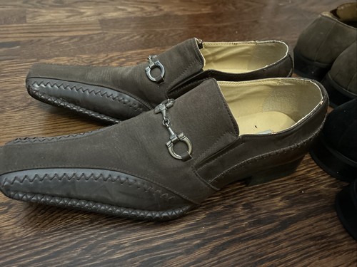 VTG Bravo Men's Black & Brown Slip On Square Toe Dress Shoes Size 10 & Silo - Picture 14 of 17