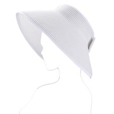 Women Beach Packable Foldable Roll UP Wide Brim Straw Sun Hat UPF Ponytail Visor