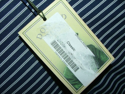 NEW WT DONALD ROSS POLO CASUAL SHIRT SIZE L 100%POLYESTER NAVYWHITE STRIPED #560 - 第 7/9 張圖片