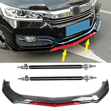 Front Bumper Lip Splitter Spoiler Strut Carbon Fiber For Honda Accord Body