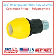3/4" Underground Yellow Poly Gas Pipe Conversion Fitting – Polypropylene