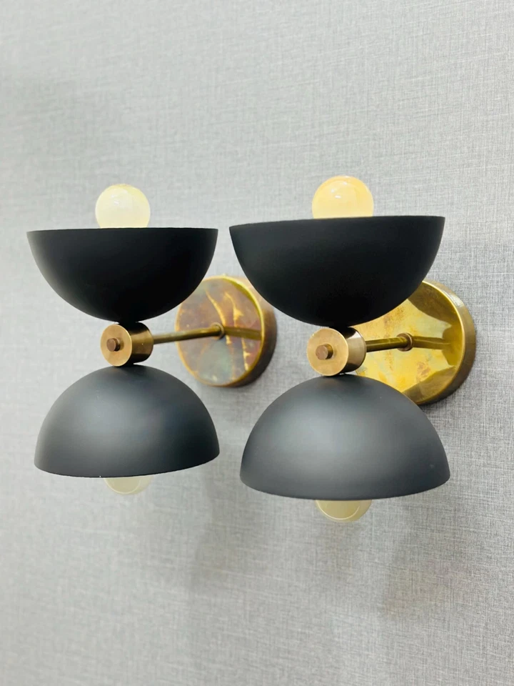 Aplique de pared doble de latón accesorio de pared luz de dormitorio estilo Stilnovo lámpara Hallowen Foto 3 de 4