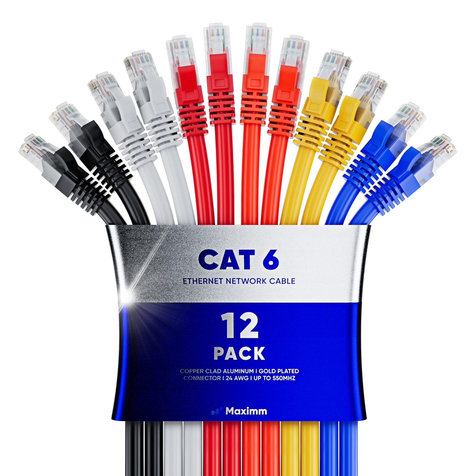 6-Pack Cat 6 Ethernet Cable 6ft High-Speed LAN Network Patch Cord-image