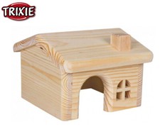 TRIXIE NATURAL WOODEN HAMSTER HOUSE SMALL ANIMAL MICE HOME PINE LODGE