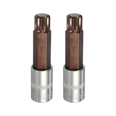 2Pcs 12-Punkt Metrisch M18 1/2'' Antrieb für Triple Square Spline Bit Socket Set