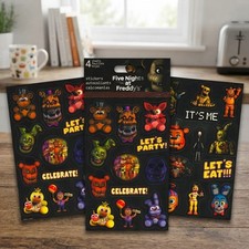 4 Sheet Sticker Set with Five Nights At Freddy's Characters - Lightweight Fun