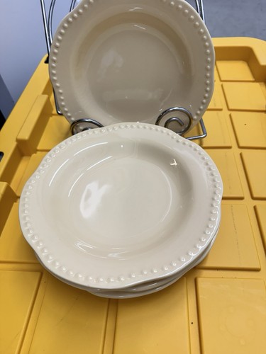 Pottery Barn Emma Yellow Wide Rim Shallow Bowls 9" Set Of 4 Excellent Pre-owned - Picture 5 of 6