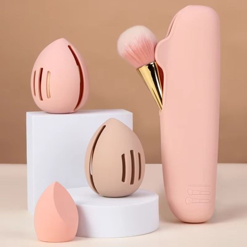 Multi-Hole Makeup Sponge Holder Silicone Beauty Eggs Storage Case Travel - Picture 4 of 11