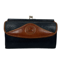 Vintage Dooney  Bourke All Weather Leather Checkbook Organizer Wallet Black