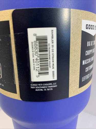 Taza de paja YETI Rambler 35 oz aislada al vacío acero inoxidable ultramar violeta - Imagen 4 de 5