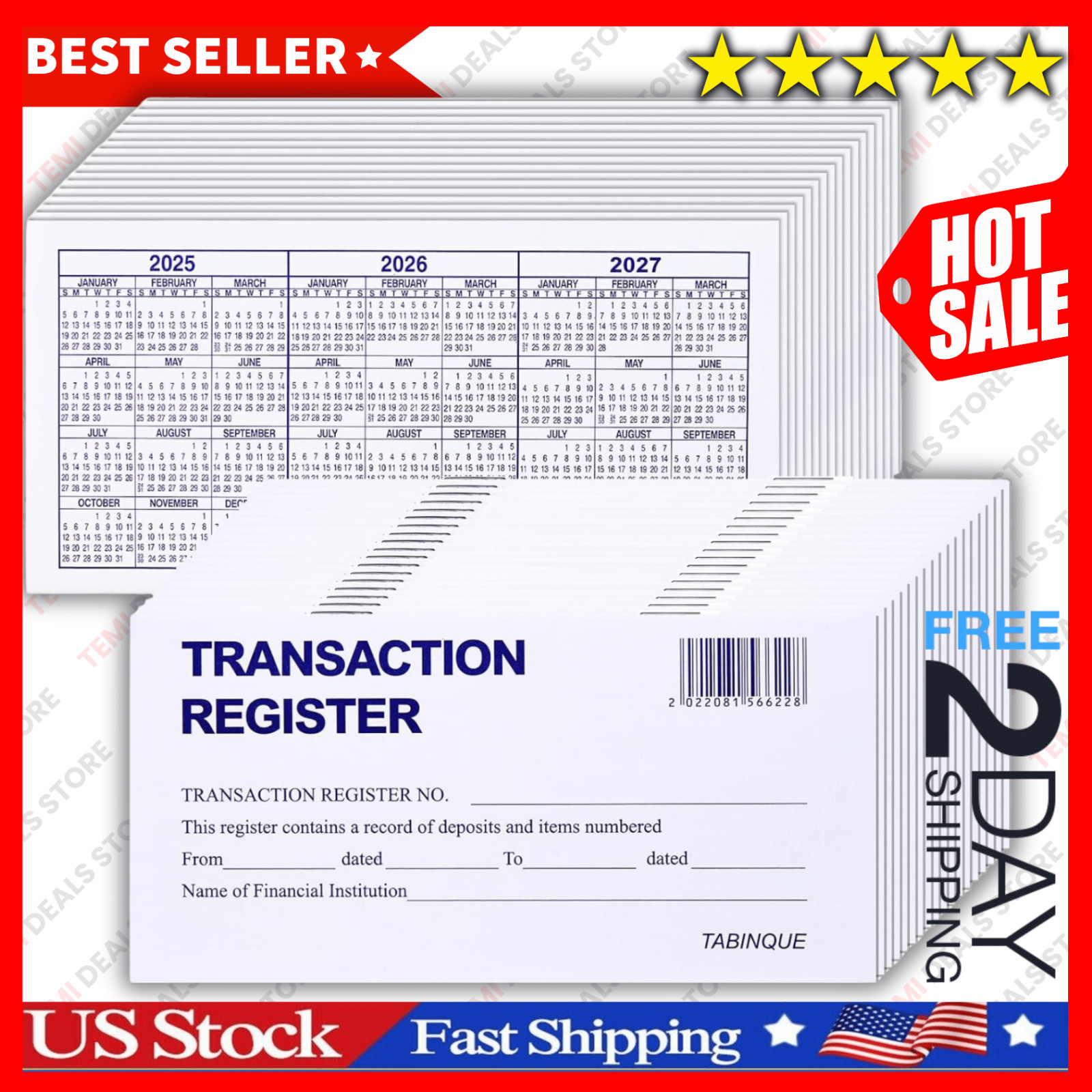24 PCS Check Registers for Personal Checkbook, Easy to Read Checkbook Register**
