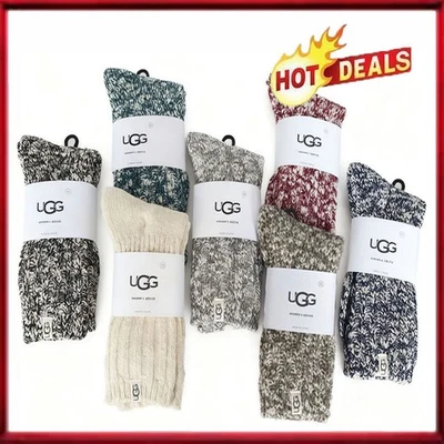 UGG Women’s Ribbed Super Pile Socks Threaded Slouchy Crew Sock One Size Gift NEW