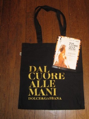 Dolce & Gabbana Dal Cuore Alle Mani Black Cotton Rectangle Tote Bag