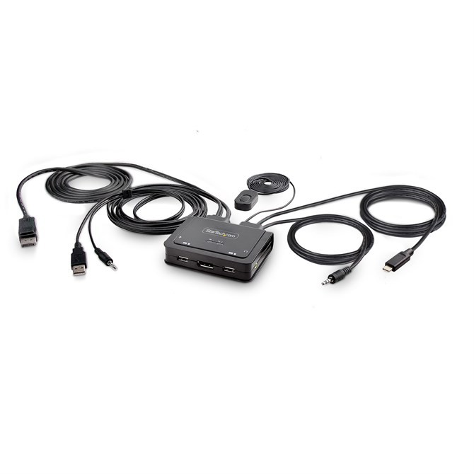 StarTech.com 2-Port Hybrid USB-C DisplayPort Cable KVM Switch 4K 60Hz Compact KV