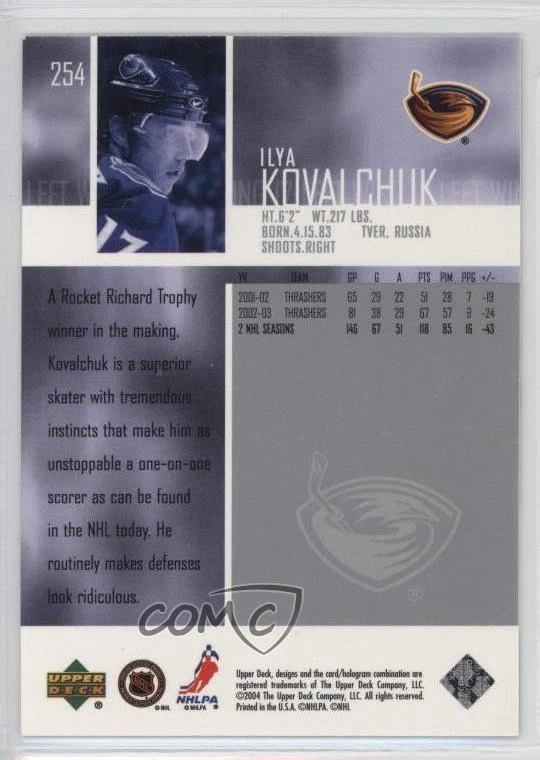 2003-04 Upper Deck Ilya Kovalchuk #254 - Image 2 of 2