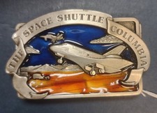 Vintage Belt Buckle The Space Shuttle Columbia Bergamot USA Made Pewter 1982