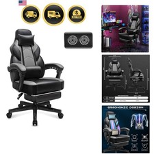 Gaming Chair for Adults Large Comfort Massage Lumbar Footrest Adjustable