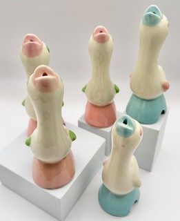 FIVE VINTAGE PILLSBURY/MORTON/SHAWNEE PIE BIRDS C/1940'S 1950'S MADE IN THE USA